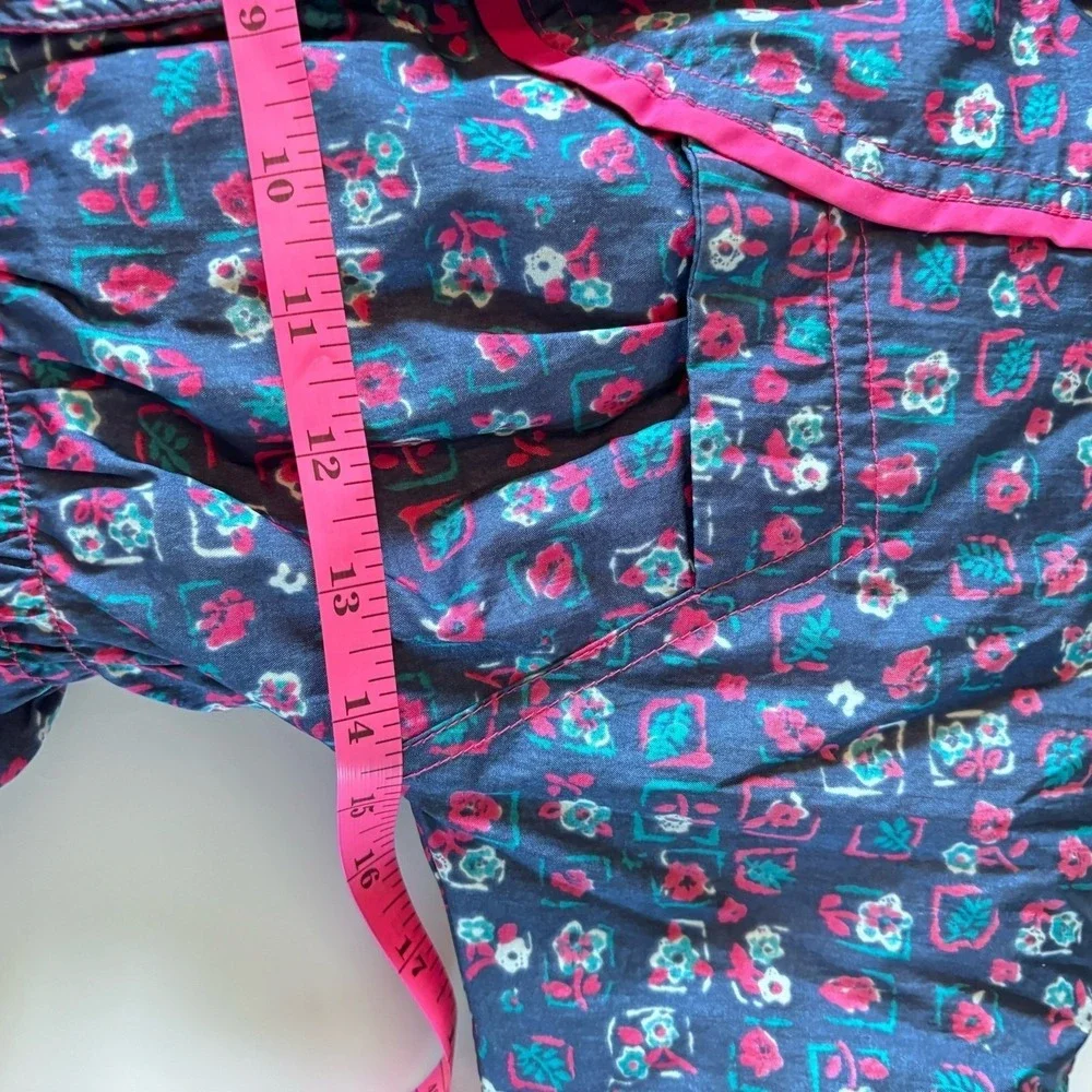 Vintage 90s Oshkosh B'gosh Girls 18 Month Snowsuit Blue Pink Floral‎ Hooded